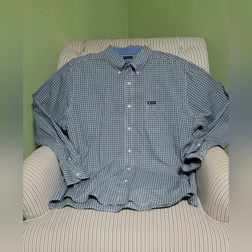 Chaps Big & Tall Button Up Checkered Longsleeve Dress Shirt Mens 2XLT